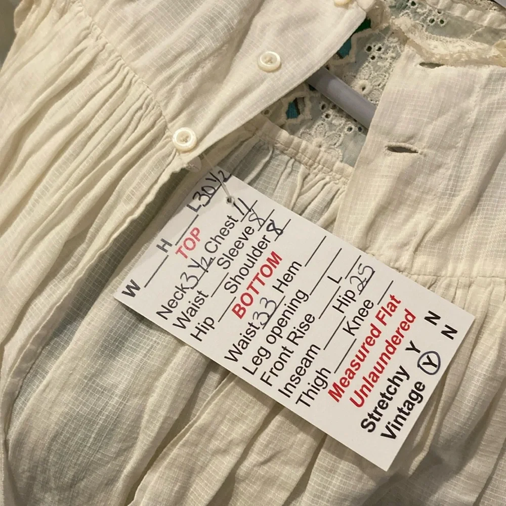 Vintage 2t- 3t‎ Ivory Lace Nightgown linen long 1930’s box P